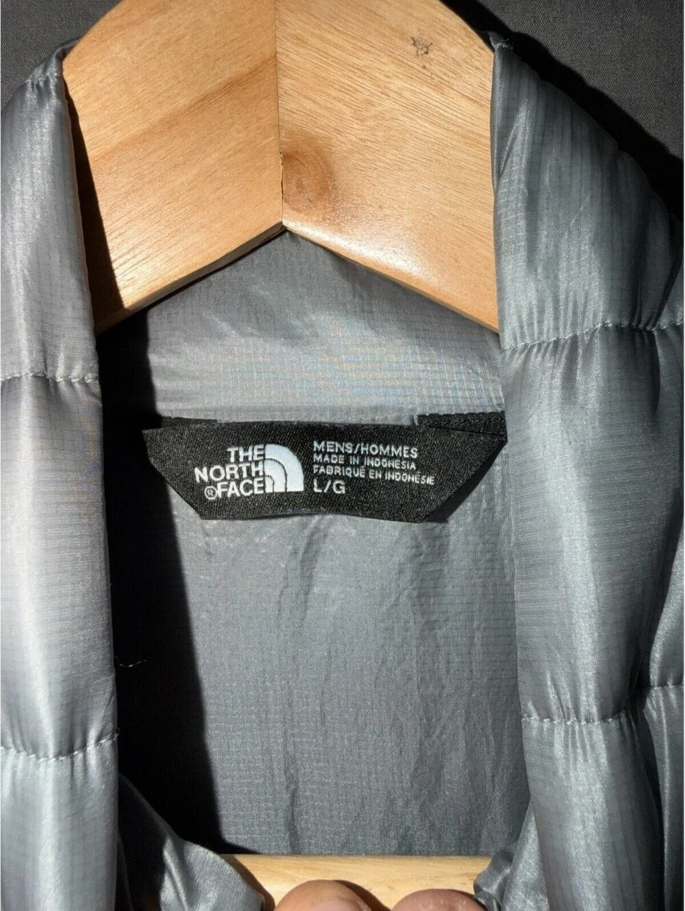 The North Face ThermoBall Jacket Men’s Large Gray Silver Quilted Puffer